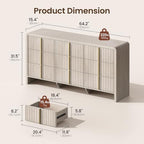 ModernMate Fluted 9 Drawer Dresser for Bedroom, 64.2" Wide White Chest of Drawers, Modern Wood Storage Cabinet with Metal Handles, Anti-Tip Clothes Organizer, Grey - Image 2