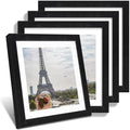 Hongkee 12x12 Picture Frame Set of 4 - Made of Glass and Rustic Black Wooden Frame, Display Square Pictures 10x10 with Mat or 12 x 12 without Mat, Desktop & Wall Collage Photo Frame by Hongkee