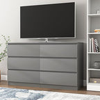 Grey Dresser for Bedroom,48'' Modern 6 Drawer Dresser with Deep Drawer,Storage Wide Chest of Drawers,Wood Bedroom Storage Furniture for Living Room,Closet - Image 2