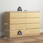 Vibe & Dine 8 Drawer Double Dresser, Modern Chest of Drawers with Wide Storage for Closet, Bedroom, Living Room, Natural Wood - Image 3