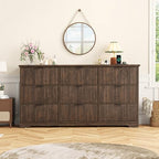 Squireewo Fluted 9 Drawers Dresser for Bedroom, 63" Wide Modern Chest of Drawers with Power Outlet and Deep Drawers, Large Dresser TV Stand for Living Room, Hallway, Kids Room, Brown - Image 6