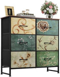 WLIVE Dresser for Bedroom with 6 Drawers, Floral Painted by WLIVE