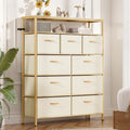 9 Drawer Fabric Dresser, Bamboo Fabric Drawer Dresser, Large Capacity Storage, for Bedroom and Living Room by EZ2LIVE