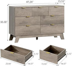 Wodeer 7 Drawer Fluted Dresser for Bedroom, Mid Century Modern Wooden Dresser with 7 Drawers, Dressers & Chests of Drawers with Metal Handle, TV Stand & Storage Organizer for Entryway, Hallway, Grey - Image 2