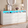 Gyfimoie 12-Compartment Divided Drawer Dresser w/Power Outlet, LED Light by Gyfimoie