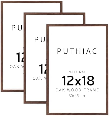 puthiac 12x18 Solid Oak Wood Picture Frames, Walnut, 3 Pack by PUTHIAC