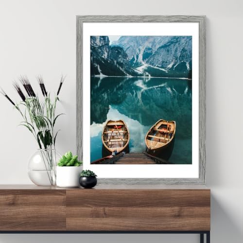 Hongkee 18x24 Frame Set of 4, 18 x 24 Grey Wood Style(Mat 16x20) - Image 2
