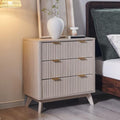 T4TREAM 32" Fluted 3 Drawer Dresser for Bedroom, White Alder by T4TREAMFurniture