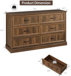 Farmhouse 6 Drawer Dresser for Bedroom, 55" Walnut Dresser with TV Stand - Image 2