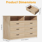 Bigbiglife 6 Drawers Dresser for Bedroom Wooden Drawer with Open Storage Cubby, Double Wide Dresser Organizer for Bedroom, Living Room, Entryway, Hallway (Light Oak) - Image 2
