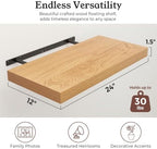 24" Natural Oak Color Floating Shelves 12inch Deep Shelf, Set of 2 - Image 2
