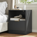 3-Piece 9 Drawer Dresser and 1-Drawer Nightstand Set, Black丨63 Wide Fluted Bedroom Dresser Set Night Stand Set of 2, Modern Wood Chest of Drawers Storage Dressers Set for Bedroom - Image 5