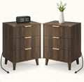 Lulive 3 Drawers Dresser with Socket, Modern Wooden NightStands by Lulive