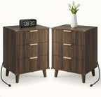 Lulive 3 Drawers Dresser with Socket, Modern Wooden NightStands by Lulive