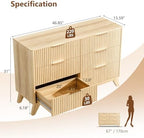 VINGLI Fluted Dresser for Bedroom, 6 Drawer Dresser Mid Century Modern, Oak - Image 2