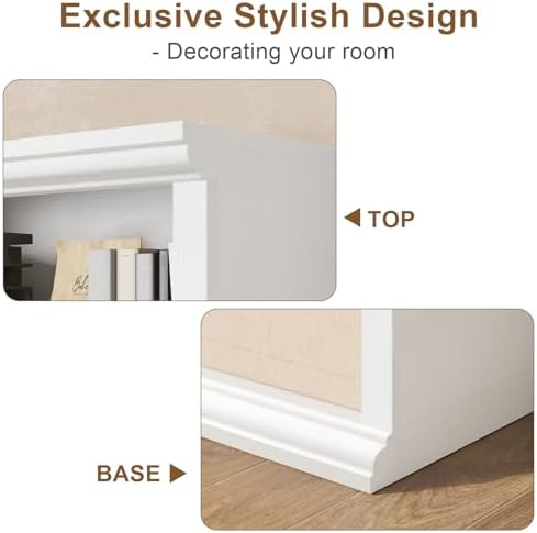 Rresyet Bookcase and Bookshelves, 28" W Tall Bookshelf, White - Image 3
