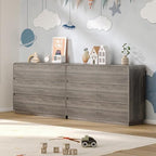 BORNOON Dresser for Bedroom with 6 Drawers, Fluted Chest of Drawers with Round Curved Corner, Hidden Handles, Modern Wood Storage Organizer for Bedroom, Nursery, Living Room - Image 6