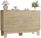 GarveeHome 47" Wide Fluted 8 Drawers Dresser, Oak - Image 7