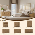 47" Fluted 6 Drawer Dresser for Bedroom, Living Room, Entryway Light Walnut - Image 6