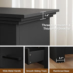 5 Drawer Dresser for Bedroom, Wood Dresser Chests of Drawers with Metal Handle, 47" Tall Vintage Design Storage Dressers for Bedroom, Cabinet Organizer Drawers for Hallway, Entryway, Closet, Black - Image 4
