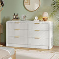 Decofy 55" W Fluted 6-Drawer Dresser for Bedroom, Pure White by Decofy