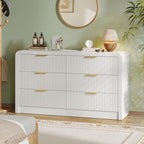 Decofy 55" W Fluted 6-Drawer Dresser for Bedroom, Pure White by Decofy