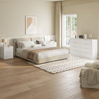 8 Drawer Dresser & 2-Drawer Nightstand Set 3-Piece, White丨55 Wide Fluted White Dresser and Night Stand Set of 2 Modern Wood Chest of Drawers Storage Dressers Set for Bedroom - Image 2