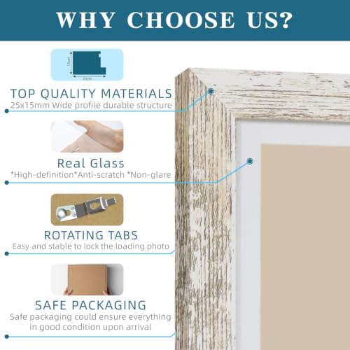 Hongkee 8.5 x 11 Picture Frame Set of 4, Made of Glass and Multicolour Certificate & Diploma Frame, 8.5 by 11 Photo for Wall or Tabletop - Display Picture 6x8 with Mat or 8.5x11 Without Mat - Image 6
