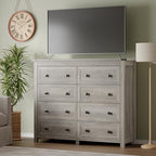 BORNOON Tall 8-Drawer Dresser, Modern Wooden Storage Chest of Drawers, Dresser TV Stand, Wood Drawer Organizer with Metal Handles for Bedroom, Living Room, Hallway - Image 5