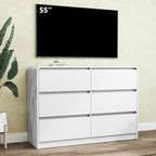 White 6 Drawer Dresser for Bedroom,Modern Chest of Drawer with Curved Corner and No-Handle Design,Bedroom Storage Organizer Dresser for Closet,Hallway - Image 2