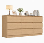 9 Drawer Dresser for Bedroom,Modern Deep Drawer Dresser with No-Handle Design,Storage Wood Chest of Drawer,Storage Organizer Furniture for Closet,Hallway by CIPACHOHOMEFURNITURE