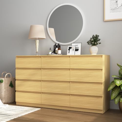 Vibe & Dine Wood 12 Drawer Dresser, Modern Long Dresser for Bedroom, Wood Chest of Drawers with Wide Storage for Living Room - Image 4