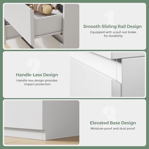 Jocoevol Modern 9 Drawer Dresser for Bedroom, Simply Chest of Drawers, Wood Storage Dresser with Deep Drawers for Living Room Hallway Entryway (White) - Image 7
