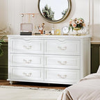 Chrangmay Modern Chest of Drawers with 6 Drawers,Deep Drawers,Clothes Organizer,Large Storage Cabinet for Living Room, Bedroom,Hallway,with Anti-Tipping Device,White - Image 7