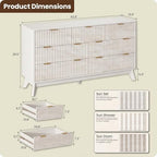 54" Wide Fluted 7 Drawers Dresser for Bedroom,Curved Edge,White - Image 2