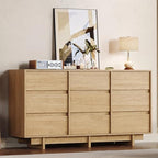 HOUROM Oak Dresser for Bedroom, 59in Modern 9 Drawer Chest of Drawers by HOUROMDresserforBedroom