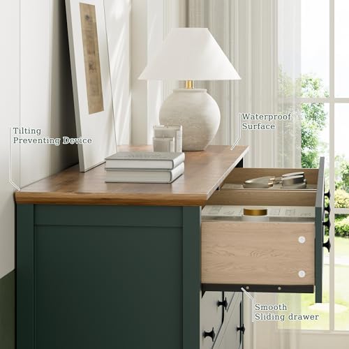 Tradare Green Dresser for Bedroom, 8 Drawer Dresser with Metal Handles, 55" Wide Modern Dressers & Chest of Drawers for Living Room, Hallway, Entryway - Image 4