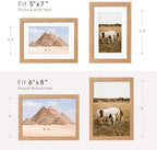 6x8 Picture Frame, Solid Oak Wood 6x8 Photo Frames with Mat to 5x7 - Image 3