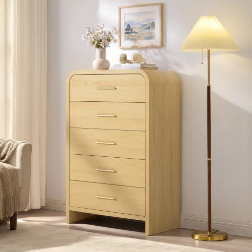 Curved Drawer Dresser for Bedroom with 5 Drawers, 31'' Wide Chest of Drawer by TheBeautyofRusticRefined