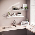 Ballucci Floating Shelves for Wall, 36" Wood Wall Shelf Set of 2, with Invisible Brackets for Bathroom, Living Room, Bedroom, Kitchen, Nursery, 8" Deep, White - Image 3