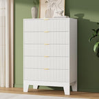 5 Drawer Dresser for Bedroom, 47" Tall Fluted Chest of Drawers, White - Image 6