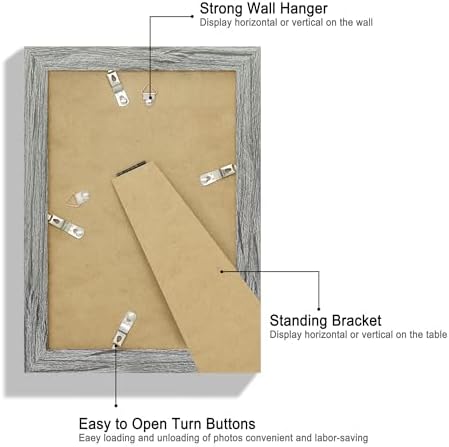 Hongkee 6x9 Picture Frame Set of 4, Made of Real Glass and Grey Wooden Frame - 6 by 9 Photo for Wall or Tabletop Display - Image 3