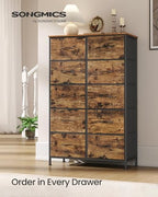 SONGMICS Dresser for Bedroom, Tall Dresser with 10 Fabric Drawers - Image 3