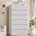 Standifurno 56" Tall Dresser for Bedroom, White Fluted Dresser with 6 Deep Drawers, Modern Chest of Drawers with Curved Profile, Handleless, Wooden Drawer Organizer for Living Room, Hallway, Closet by StandifurnoFurniture