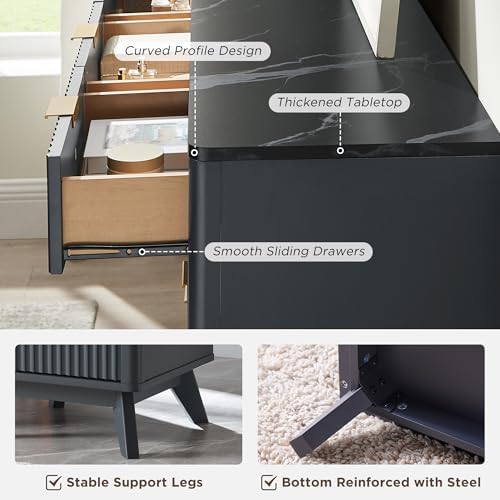T4TREAM 54" Wide Fluted 9 Drawer Dresser for Bedroom, Dark Grey - Image 6