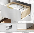 6 Drawer Dresser & 2-Drawer Nightstand Set 3-Piece, White丨55 Wide Bedroom Set Night Stand Set of 2 with Metal Handle, Fluted Wood Chest of Drawers Storage Dressers Set for Bedroom - Image 5