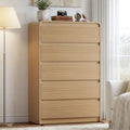 Oak Fluted 5 Drawer Dresser for Bedroom,47" Tall Modern Chest of Drawer by Gyfimoie