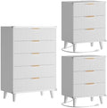 Lulive Dresser and Nightstand Sets 3-Piece, 2 Nightstands + 5-Drawer Dresser Bedroom Sets with Charging Station White by Lulive