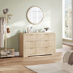 LINSY HOME 6-Drawer Fluted Dresser for Bedroom, Light Oak, Mid Century - Image 3