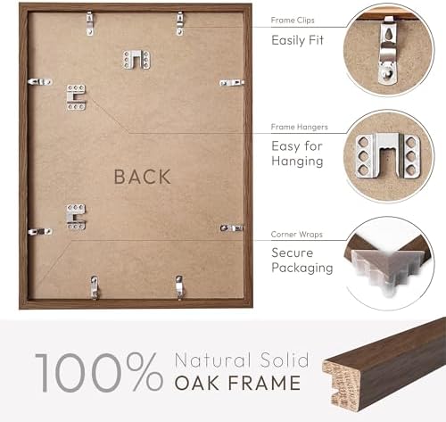 11x14 Picture Frame, Solid Oak Wood 11x14 Photo Frame with Mat to 8x10 - Image 4